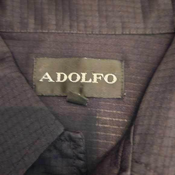 Adolfo Large Men's Black  Shirt Button Up Short Sleeve Collard - Picture 5 of 10